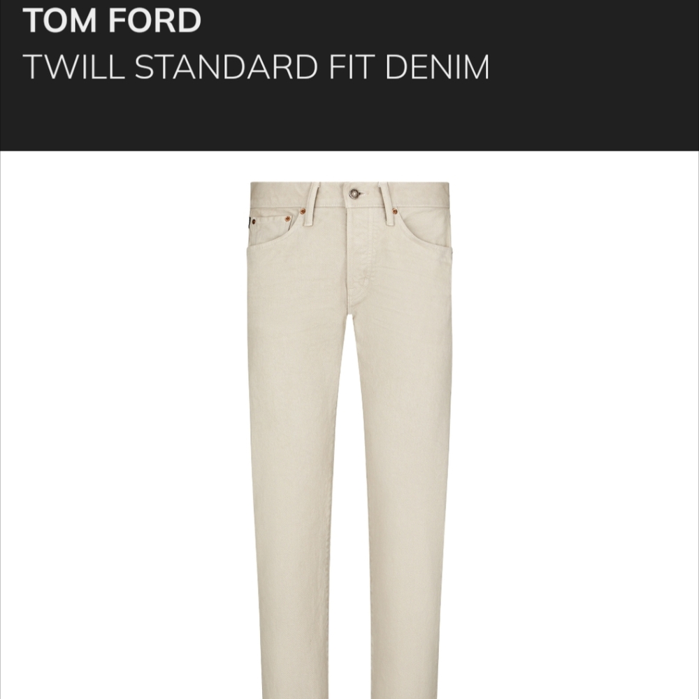 Tom Ford Twill denim in Stone. Size 28